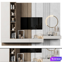 TV Wall 047 3D Model Vray, Corona