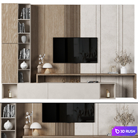 TV Wall 042 3D Model Vray, Corona