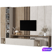 TV Wall 042 3D Model Vray, Corona