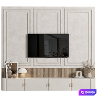 TV Wall 049 3D Model Vray, Corona