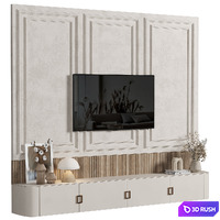 TV Wall 049 3D Model Vray, Corona
