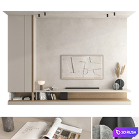 TV wall set 43 3D Model Vray, Corona