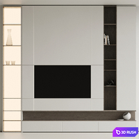 TV wall 14 3D Model Vray, Corona