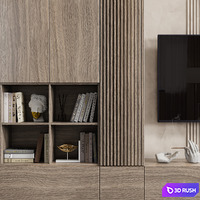 Modern TV Wall 02 3D Model Corona