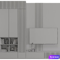 Modern TV Wall 02 3D Model Corona
