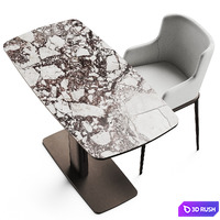 Cattelan Italia Run Ceramic Table &amp; Magda Ml Armchair 3D Model Vray, Corona