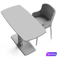 Cattelan Italia Run Ceramic Table &amp; Magda Ml Armchair 3D Model Vray, Corona