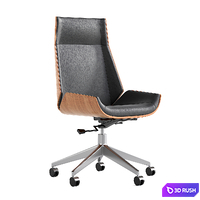 Leather Office Chair Desk Chair with Fixed Base & Adjustable Height HOMARY