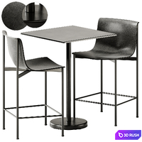 Ombra Leather High Stool by Lema and Linear Steel Table Square by Muuto