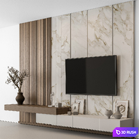 TV Wall Stone and Wood - Set 100 3D Model Vray, Corona
