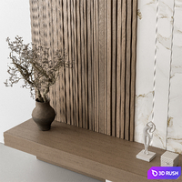TV Wall Stone and Wood - Set 100 3D Model Vray, Corona