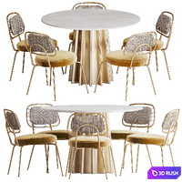 BRILLON CHAIR and LAZEY Table Set 3D Model Corona