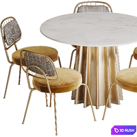 BRILLON CHAIR and LAZEY Table Set 3D Model Corona
