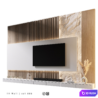TV Wall | Set 888 3D Model Vray, Corona