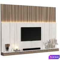 TV Wall 097 3D Model Vray, Corona