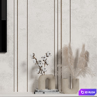TV Wall 097 3D Model Vray, Corona