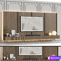 TV wall in neoclassical style with decor 08 3D Model Vray, Corona
