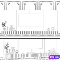 TV wall in neoclassical style with decor 08 3D Model Vray, Corona
