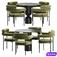 Edmund dining table, Nuevo Portia dining chair 3D Model Corona