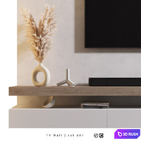 TV Wall | Set 897 3D Model Vray, Corona