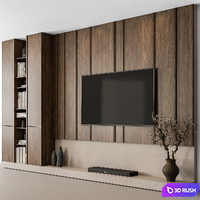 TV Wall Wooden - Set 110 3D Model Vray, Corona