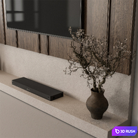 TV Wall Wooden - Set 110 3D Model Vray, Corona