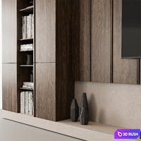 TV Wall Wooden - Set 110 3D Model Vray, Corona