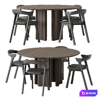 Roller Max Dining Table and OAK BOK Chair 3D Model Corona