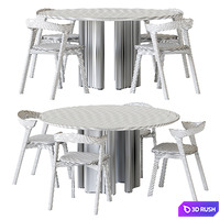 Roller Max Dining Table and OAK BOK Chair 3D Model Corona