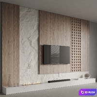 TV Wall 04 3D Model Vray, Corona