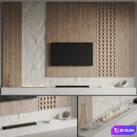 TV Wall 04 3D Model Vray, Corona