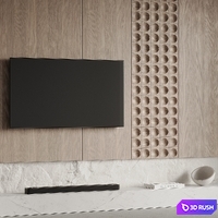 TV Wall 04 3D Model Vray, Corona