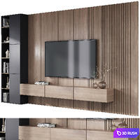 TV wall decor set4 3D Model Vray, Corona