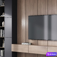 TV wall decor set4 3D Model Vray, Corona