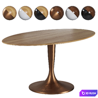 Hisia oval table made of solid wood oak + walnut 3D Model Corona
