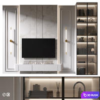 TV Wall | Set 919 3D Model Vray, Corona