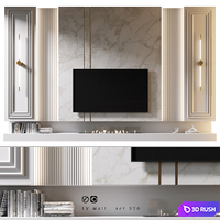 TV Wall | Set 920 3D Model Vray, Corona