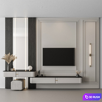 TV Wall Black and White - Set 125 3D Model Vray, Corona