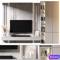 TV Wall | Set 928 3D Model Vray, Corona