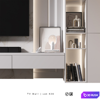 TV Wall | Set 928 3D Model Vray, Corona