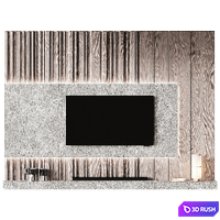 TV Wall set 03 3D Model Vray, Corona