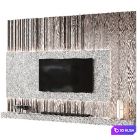 TV Wall set 03 3D Model Vray, Corona