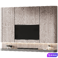TV Wall set 04 3D Model Vray, Corona