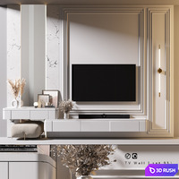 TV Wall | set 931 3D Model Vray, Corona