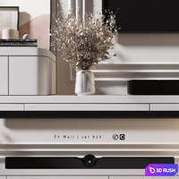 TV Wall | set 931 3D Model Vray, Corona