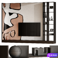 Wall composition. TV zone set 3D Model Vray, Corona