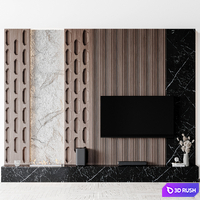 TV Wall set04 3D Model Vray, Corona