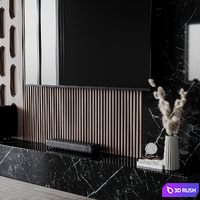 TV Wall set04 3D Model Vray, Corona