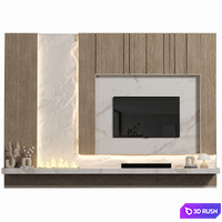 TV Wall 123 3D Model Vray, Corona