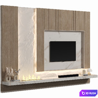 TV Wall 123 3D Model Vray, Corona
